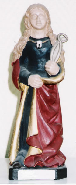 Sculpture de Sainte Apolline, sainte patronne des chirurgiens-dentistes (Riaud, 2004)